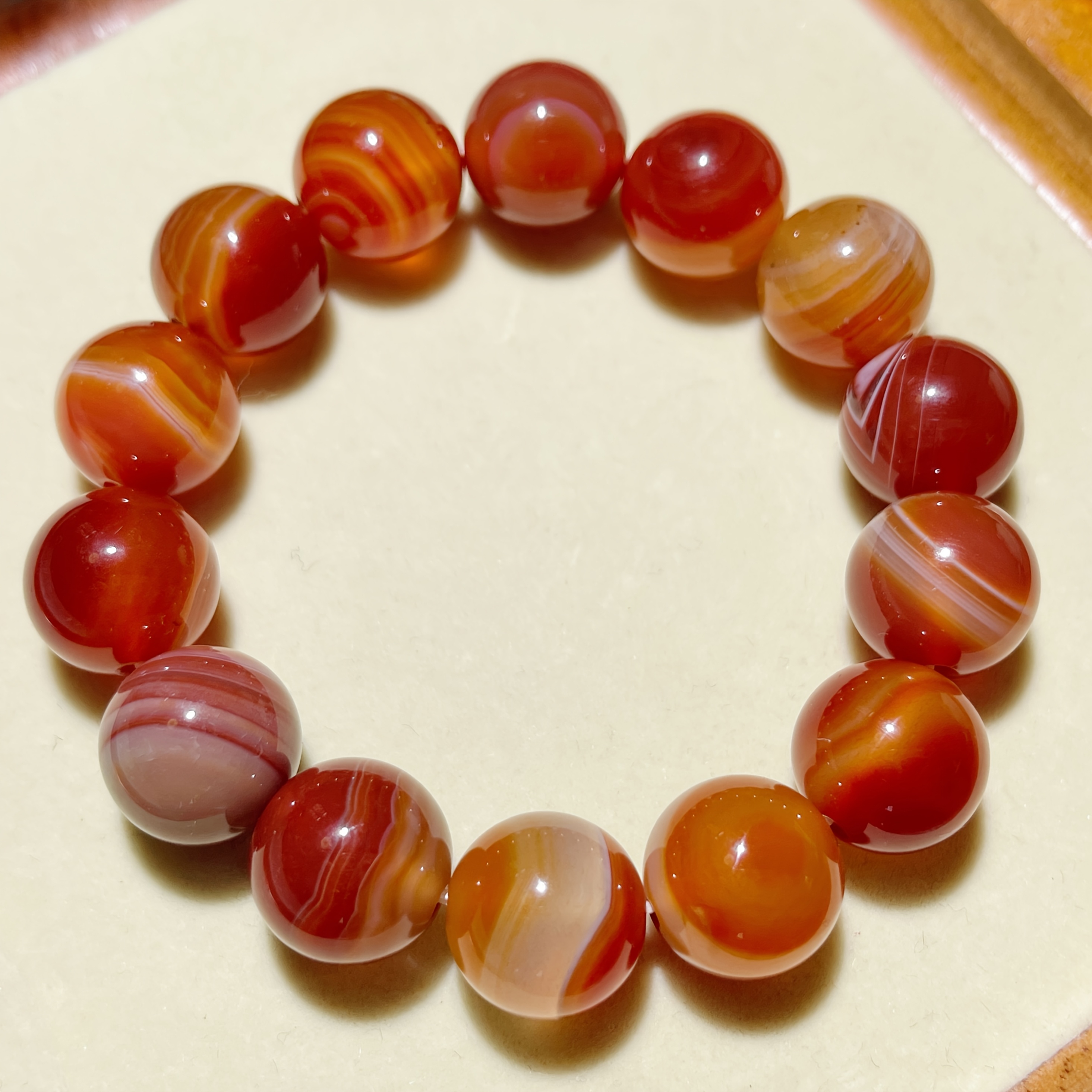 Boho Agate Beaded Bracelet Red Cord Natural Stone All Season Accessory